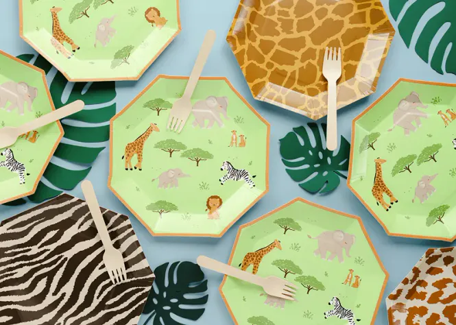 Hovedbilde PAPPTALLERKENER  – Safari - 6 pk – PartyDeco