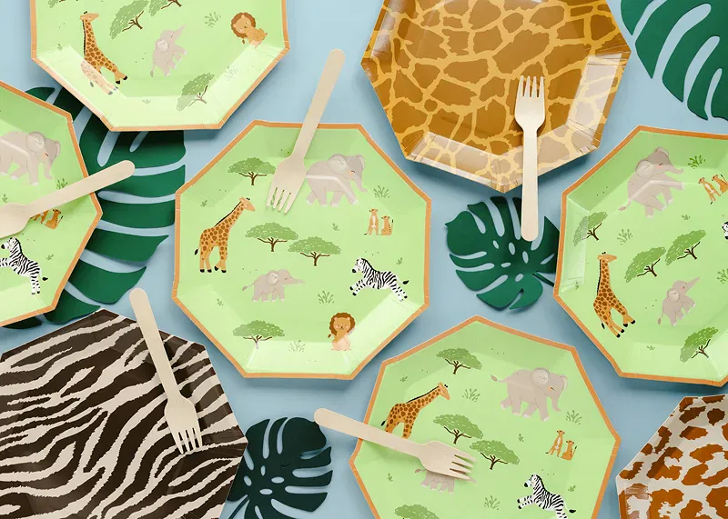 PAPPTALLERKENER  – Safari - 6 pk – PartyDeco