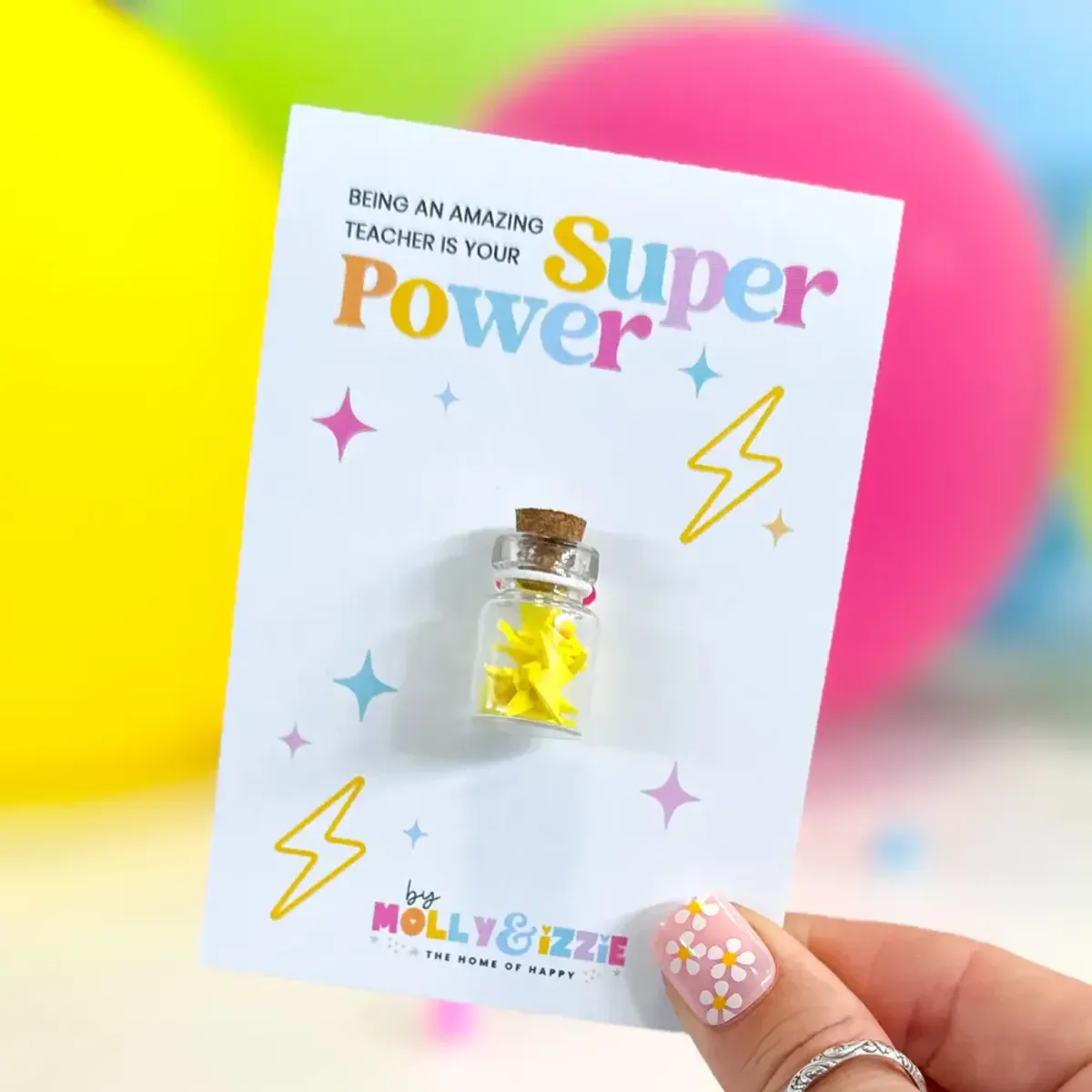 LITEN GLASSKRUKKE – Super Power til lærer – by Molly & Izzie