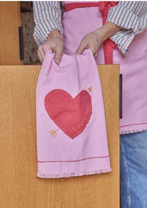 Hovedbilde KJØKKENHÅNDKLE – Rosa – Hjerte – Rice