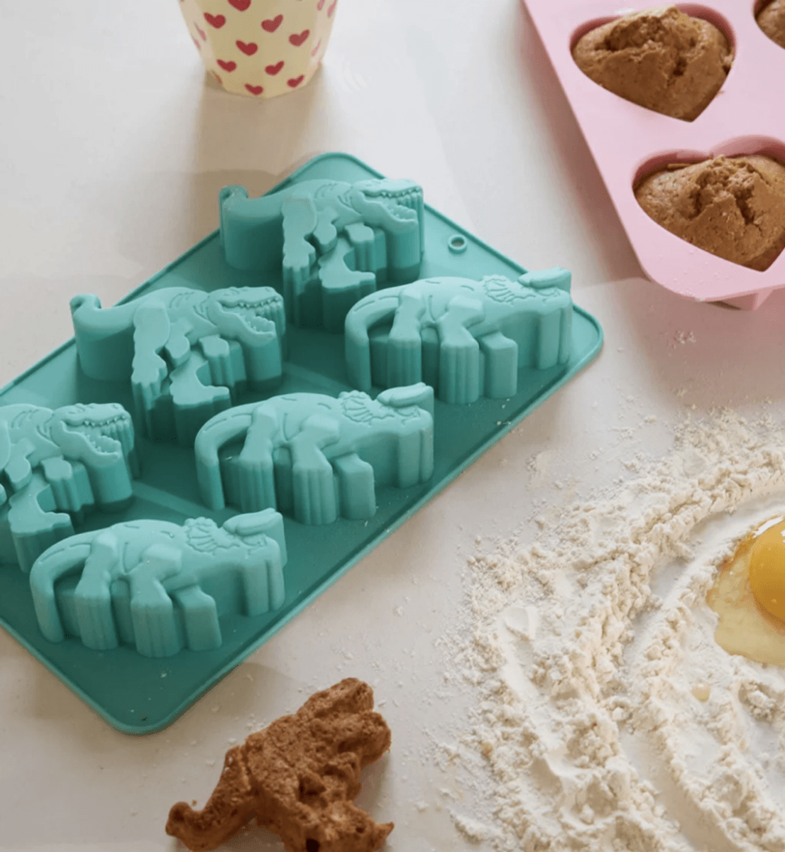 BAKEFORM – Dinosaurer i mintgrønn silikon – Rice