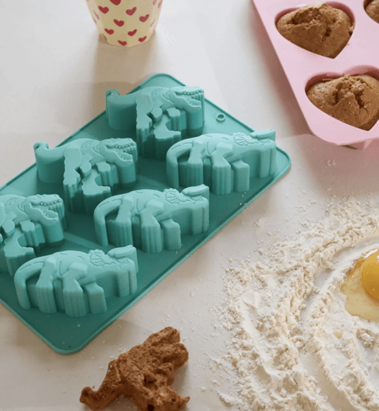 Hovedbilde BAKEFORM – Dinosaurer i mintgrønn silikon – ...