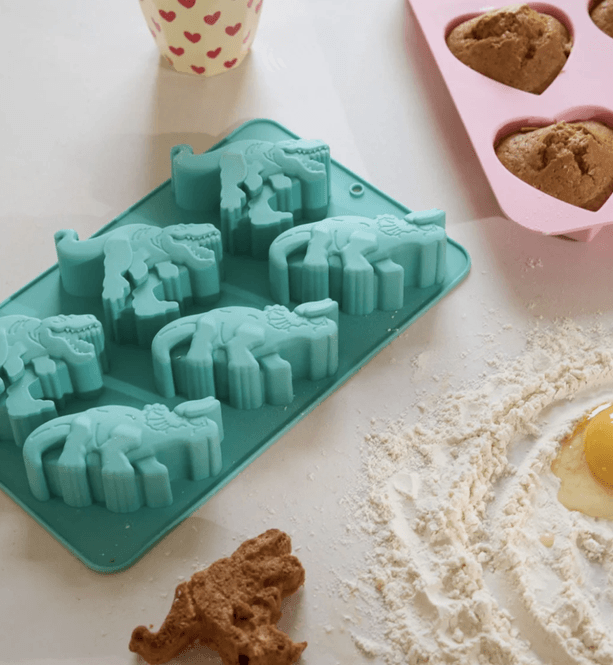 Hovedbilde BAKEFORM – Dinosaurer i mintgrønn silikon – ...