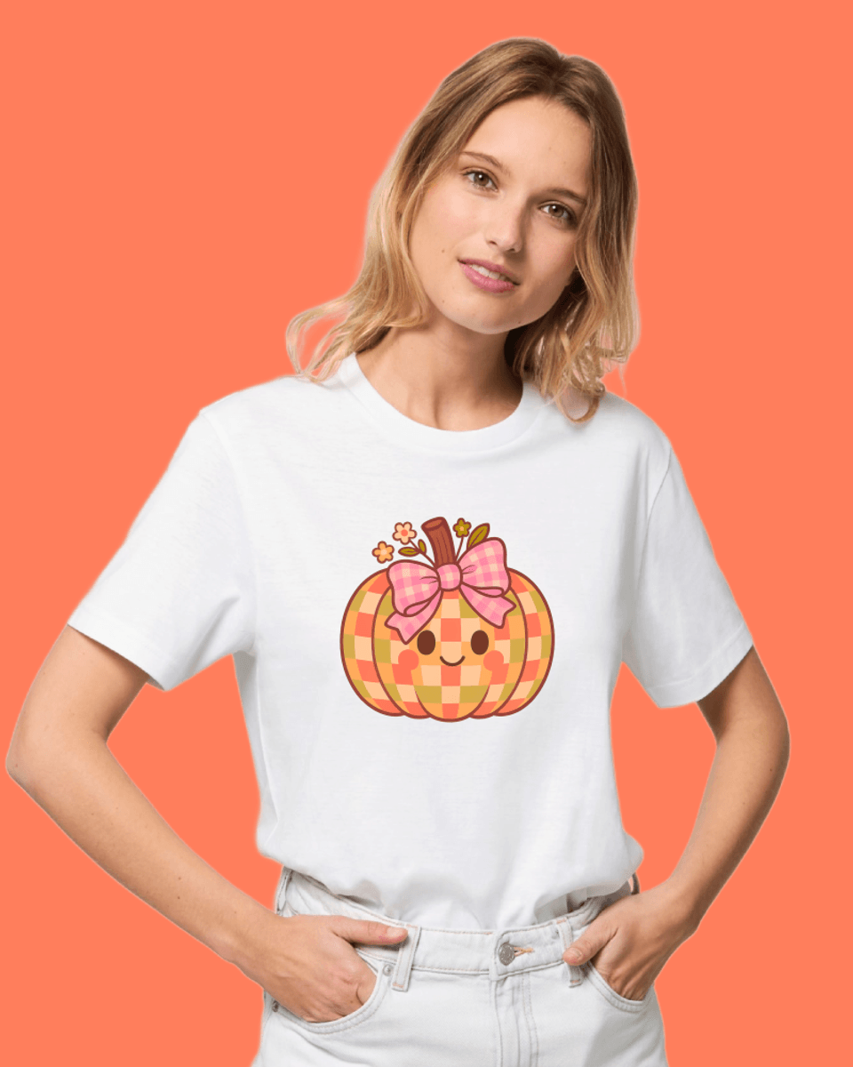 T-SKJORTE – Gingham Pumpkin – Festligetrykk