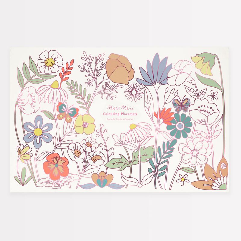 FARGELEGGINGSBRIKKER – Blomster og sommerfugler – 8-pk – Meri Meri