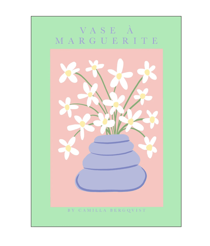 PLAKAT - VASE MARGUERITE VERTE - A3 - Camilla Bergqvist