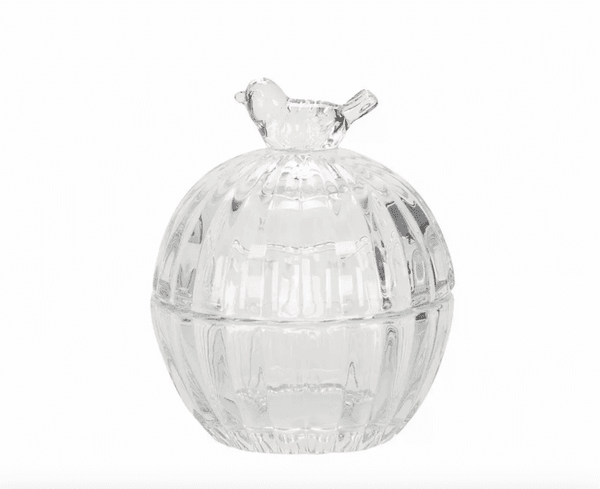 Hovedbilde LITEN GLASSKRUKKE – med fugl – Alot