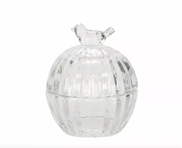 Hovedbilde LITEN GLASSKRUKKE – med fugl – Alot