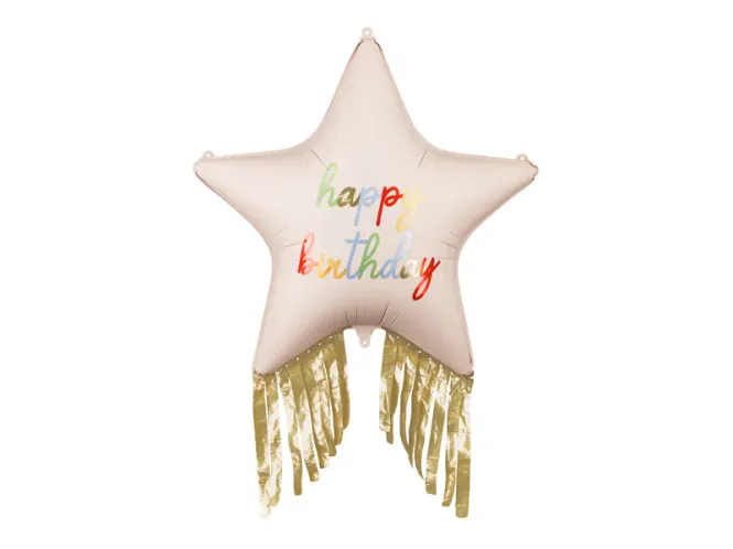 Hovedbilde FOLIEBALLONG – Stjerne Happy Birthday med frynser ...