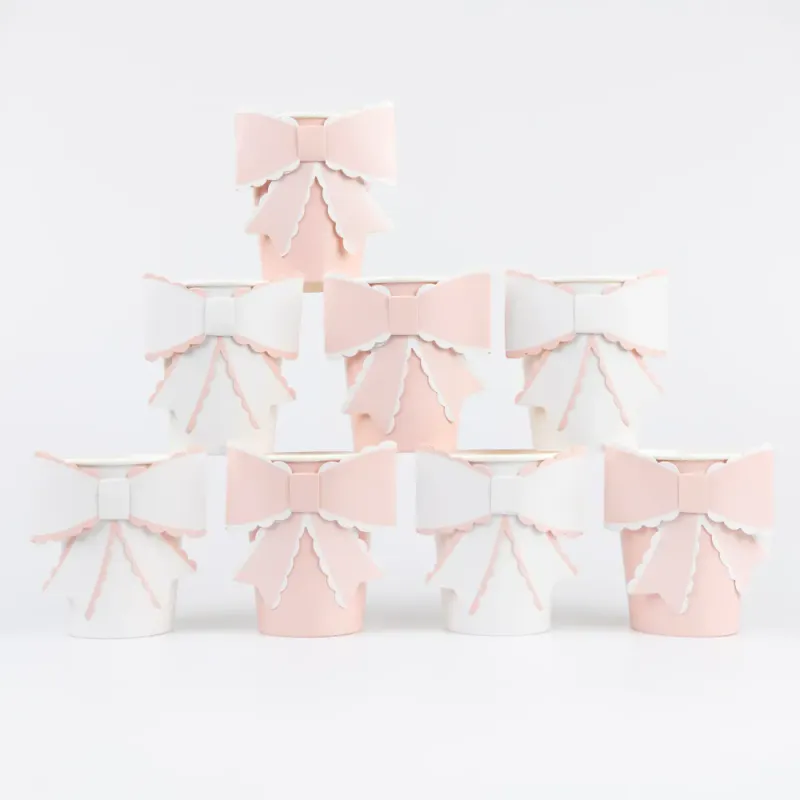 PAPPKRUS – Sløyfe rosa og hvit – 8 pk – Meri Meri