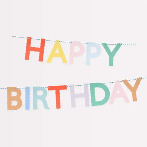 Hovedbilde GIRLANDER – Happy Birthday fargerik – Meri Meri