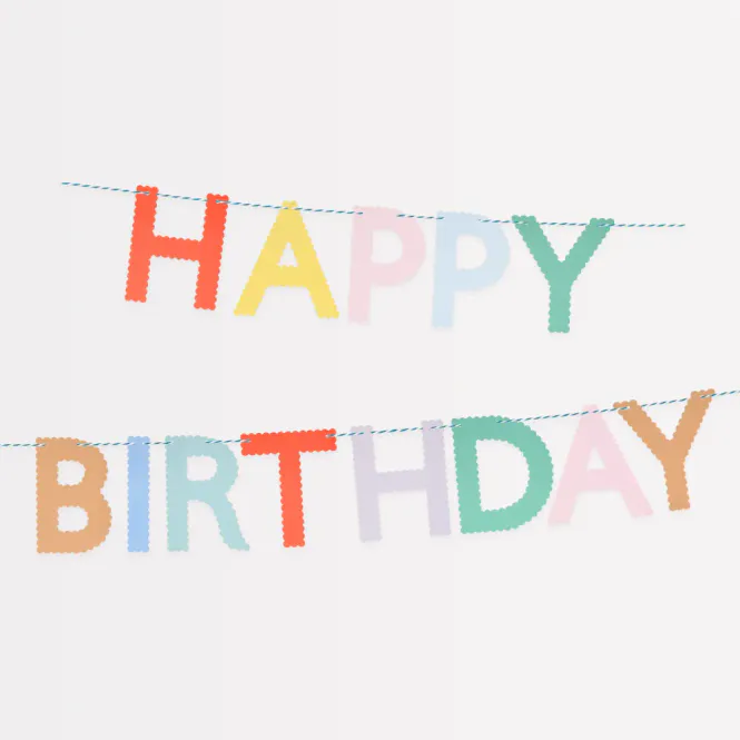 Hovedbilde GIRLANDER – Happy Birthday fargerik – Meri Meri