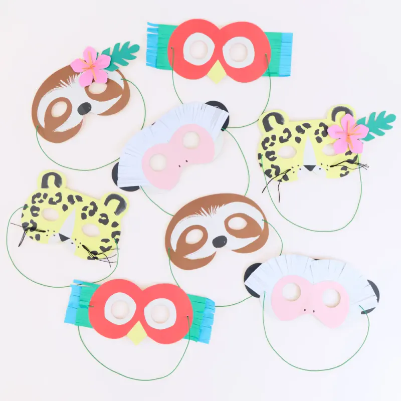 PARTYMASKER – Jungeldyr – 8-pk – Meri Meri