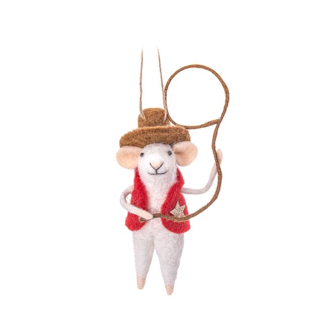 Hovedbilde JULETREPYNT – Sheriff-mus i filt med lasso – ...