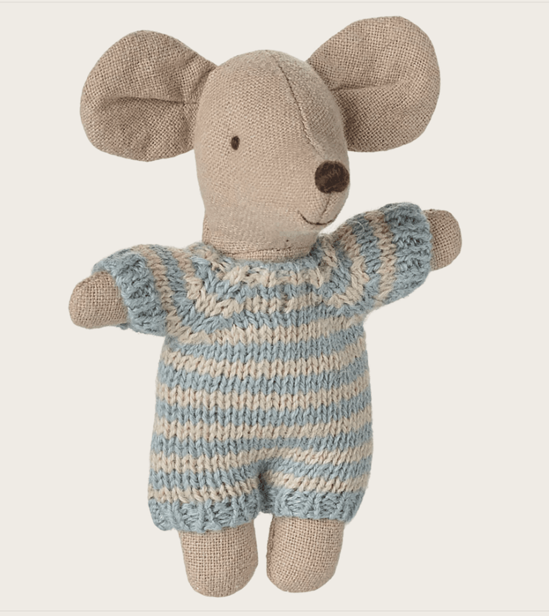 BABYMUS I BÆREKURV – Blå – Maileg