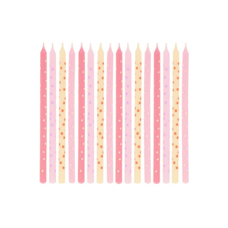 KAKELYS – Rosa stjerner – 16-pk – Meri Meri