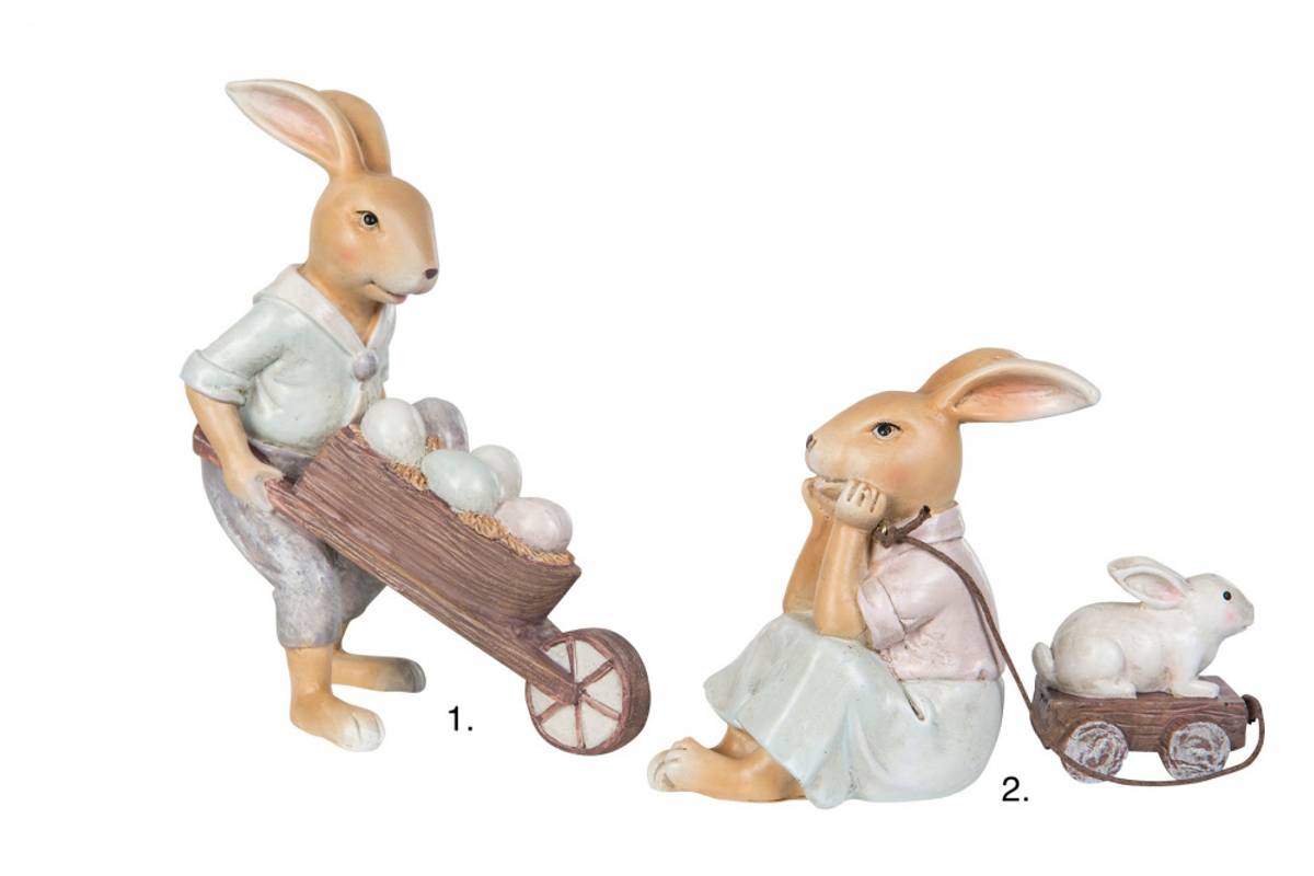 PÅSKEPYNT – Påskekanin med kjerre og vogn – Alot