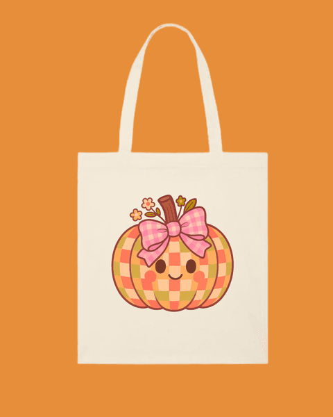Hovedbilde  TOTEBAG – Gingham Pumpkin – Festligtrykk