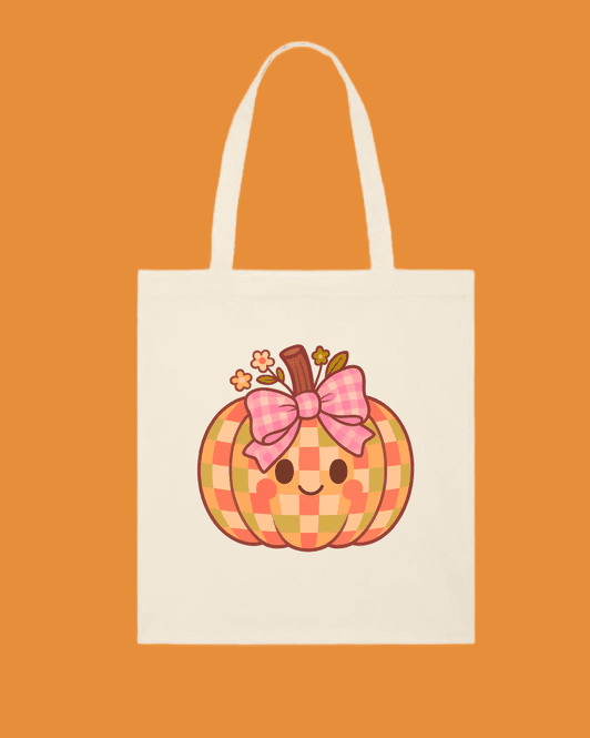 Hovedbilde  TOTEBAG – Gingham Pumpkin – Festligtrykk
