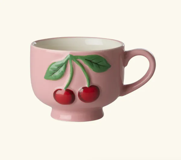 Hovedbilde KERAMIKKOPP – Rosa med kirsebærmotiv – Rice