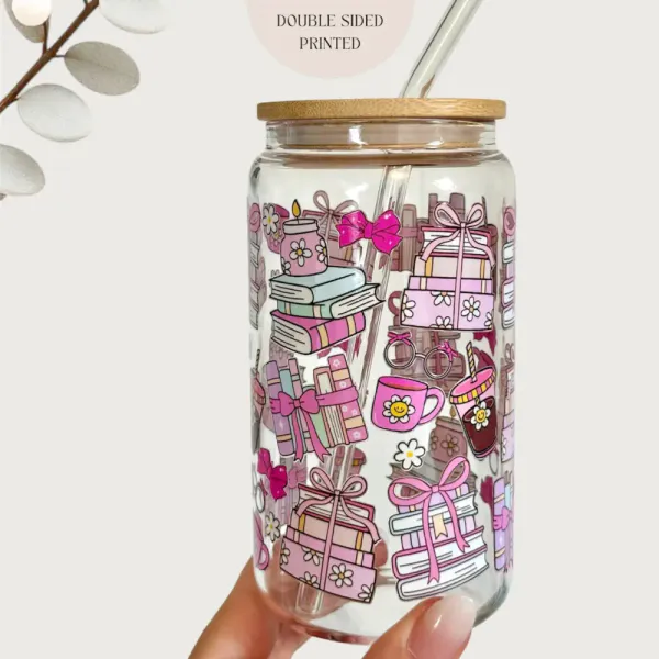 Hovedbilde DRIKKEGLASS MED LOKK OG SUGERØR – Coquette Books ...