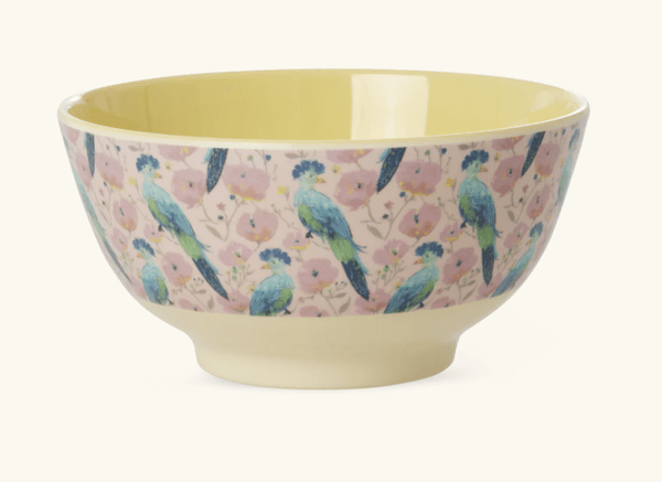 Hovedbilde MEDIUM MELAMINSKÅL – Exotic Bird print – Rice