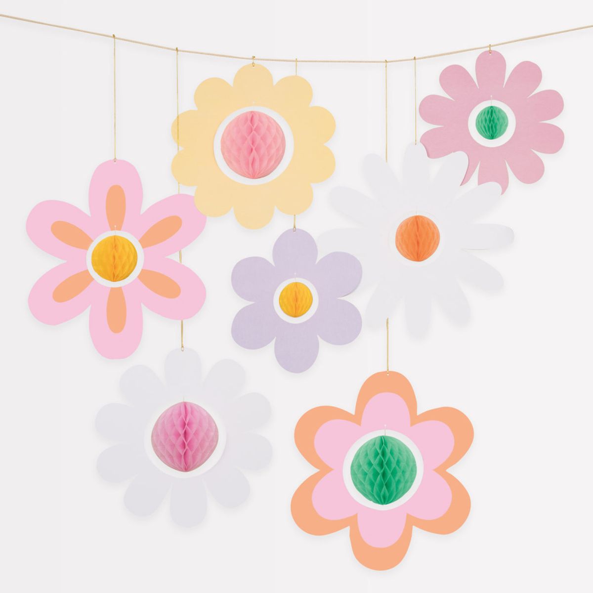 OPPHENG – Fargerike blomster med honeycomb – 7-pk – Meri Meri