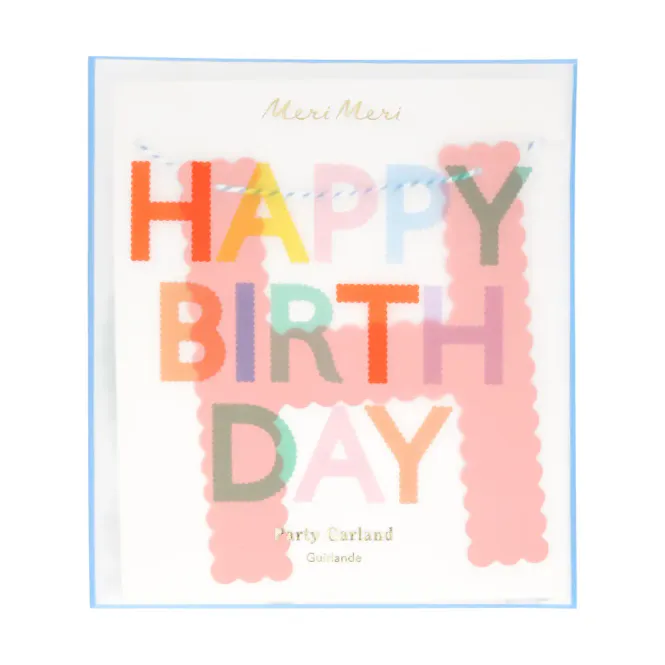 Hovedbilde GIRLANDER – Happy Birthday fargerik – Meri Meri