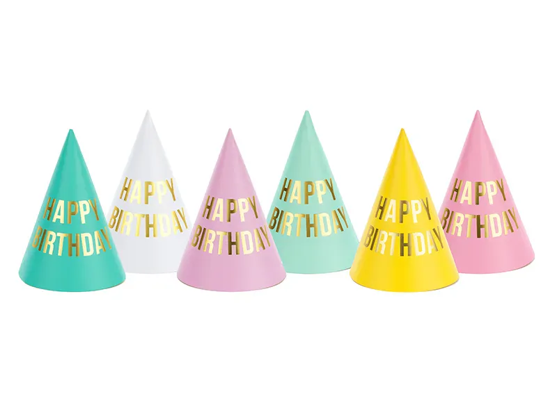PARTYHATTER – Happy Birthday – 6 pk – PartyDeco