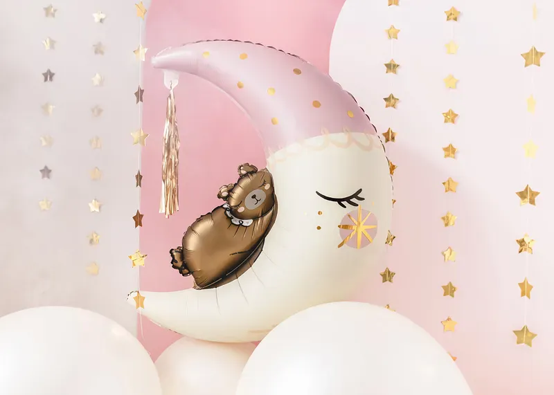 FOLIEBALLONG – Teddybjørn på rosa måne – PartyDeco