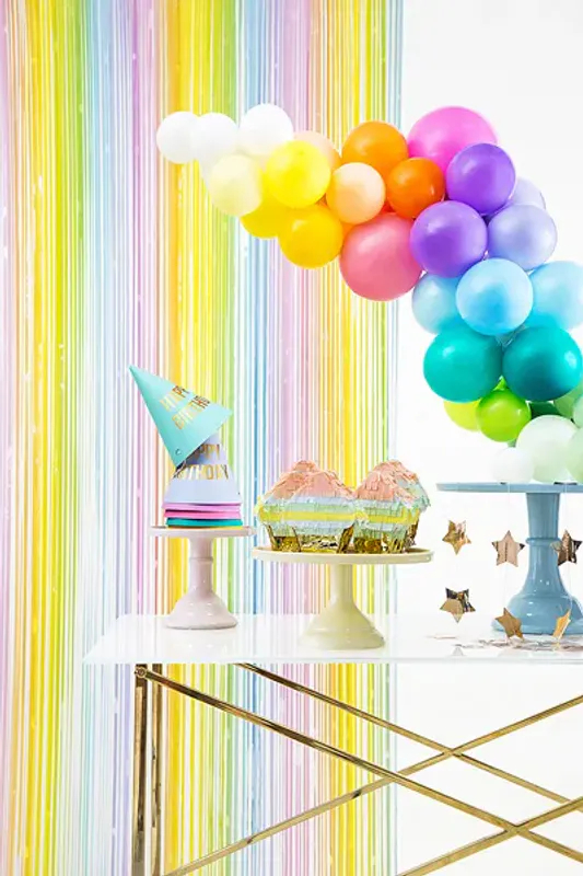PARTYGARDIN – Pastellfarger – 100 x 195 cm – PartyDeco