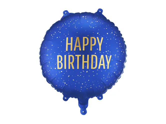 Hovedbilde FOLIEBALLONG – Happy Birthday – Marineblå med ...