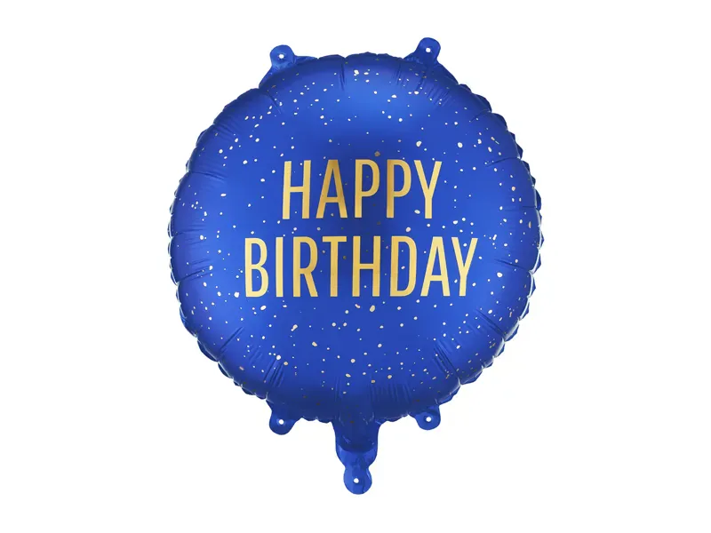 FOLIEBALLONG – Happy Birthday – Marineblå med gull – PartyDeco