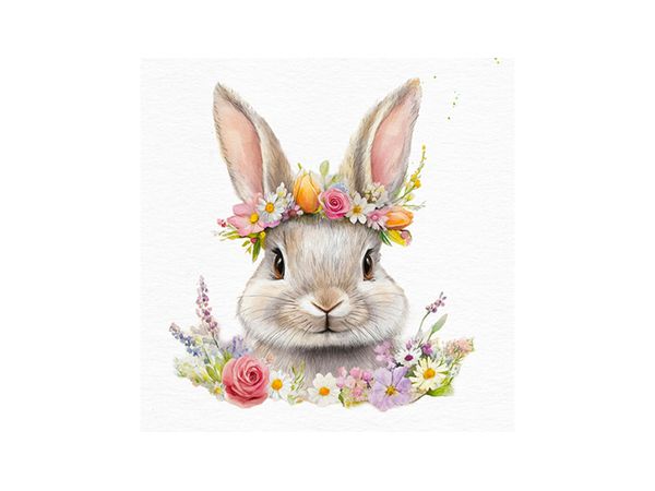 Hovedbilde SERVIETTER – Blomsterkanin – 20 pk