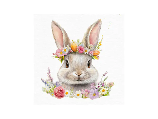 Hovedbilde SERVIETTER – Blomsterkanin – 20 pk