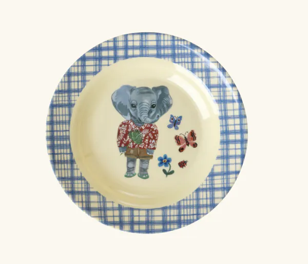 Hovedbilde DYP ASJETT – Blå med elefant – Rice x Nathalie ...