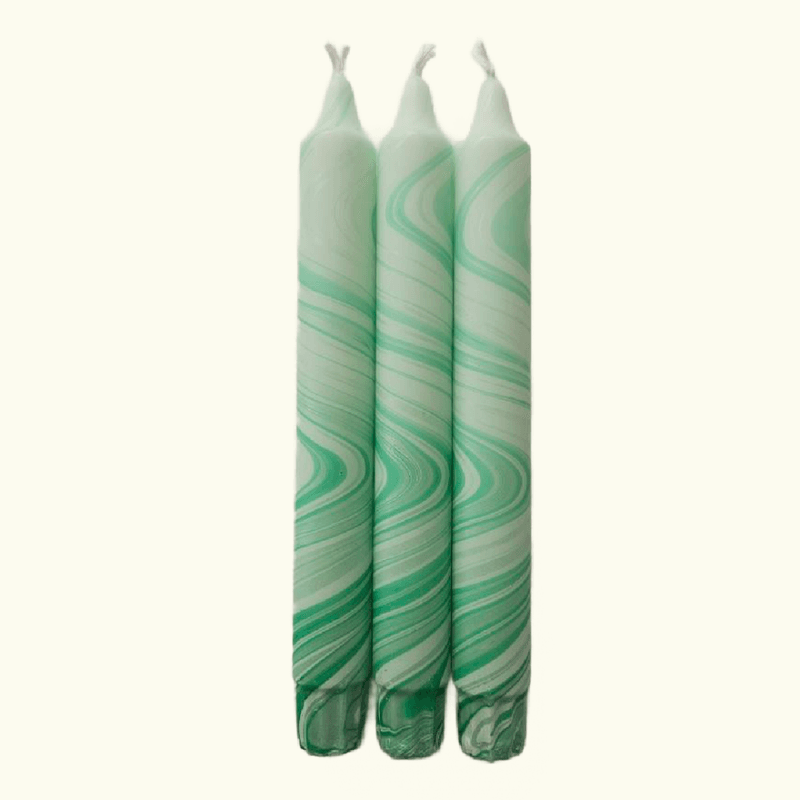 HÅNDLAGET STEARINLYS – Mintgrønn spiral – Mrs. Miccio