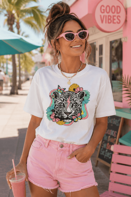 Hovedbilde T-SKJORTE – Wild & Bright – Leopardmotiv ...