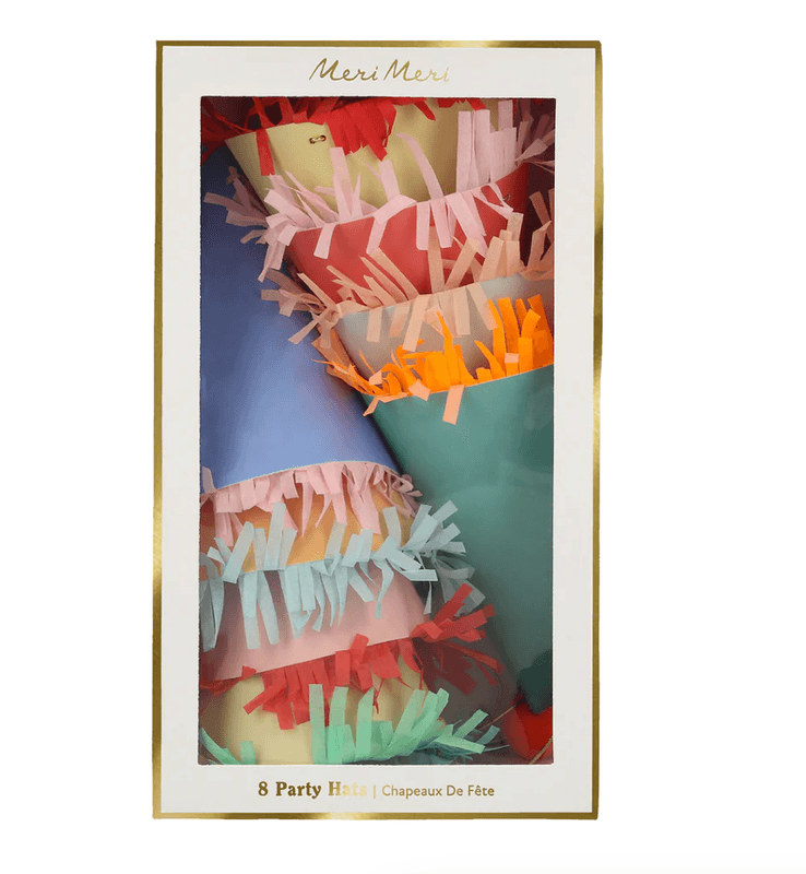 PARTYHATTER – Dyreparade med pomponger og frynser – 8-pk – Meri Meri