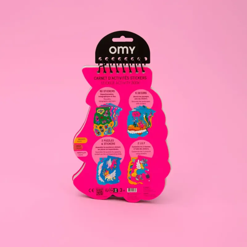 AKTIVITETSBOK MED KLISTREMERKER – Lily Unicorn – OMY