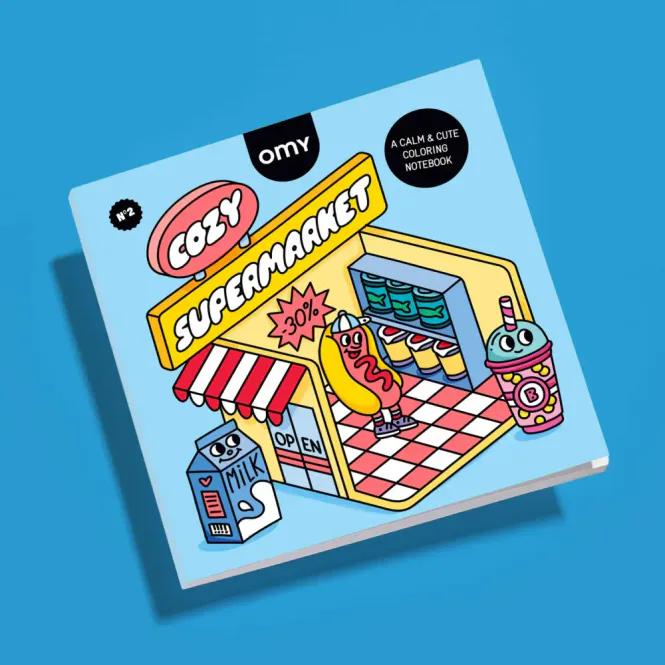 Hovedbilde FARGELEGGINGSBOK – Cozy Supermarket – OMY