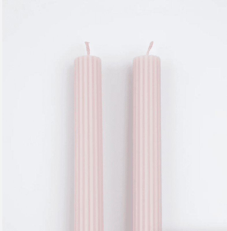 STEARINLYS – Pastellrosa med riller – 2-pk – Meri Meri