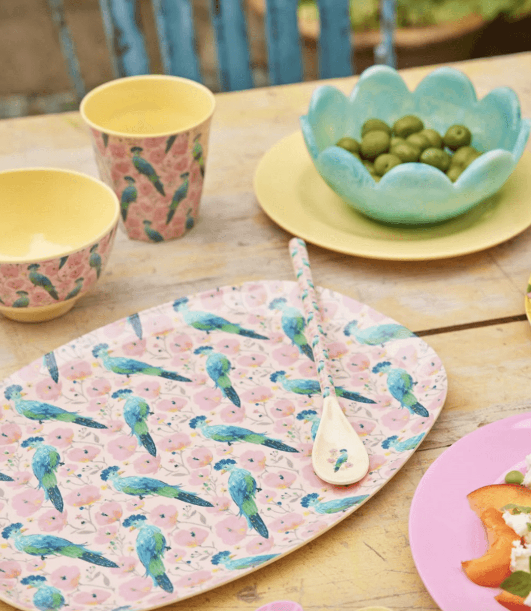TALLERKEN REKTANGULÆR – Exotic Bird print – Rice