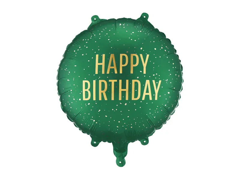 FOLIEBALLONG – Happy Birthday – Mørkegrønn med gull – PartyDeco