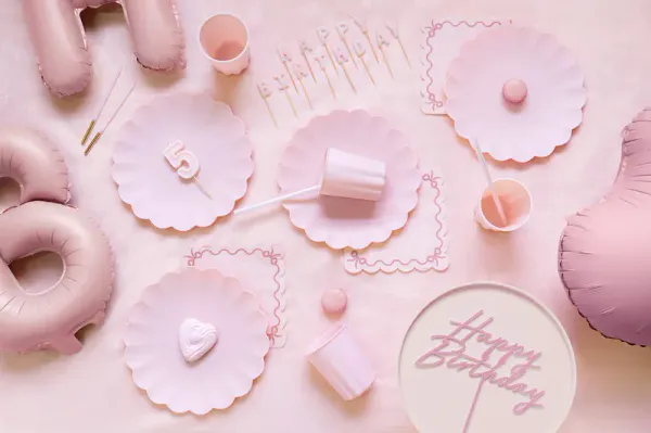 Hovedbilde KAKETOPP – Happy Birthday rosa – PartyDeco