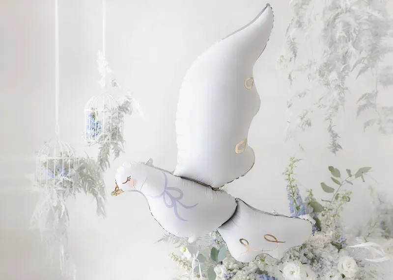 FOLIEBALLONG – Due hvit med gull – PartyDeco